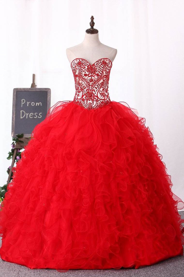 Sweetheart Ball Gown Quinceanera Dresses Floor Length With Beads