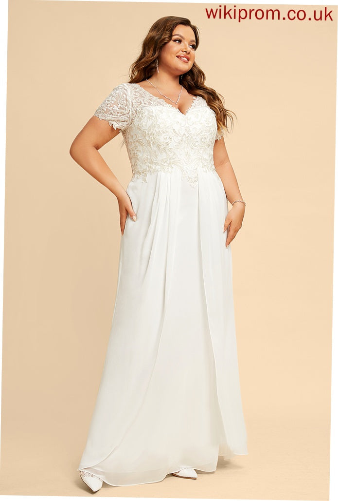 Dress Floor-Length V-neck Lyla A-Line With Lace Wedding Chiffon Wedding Dresses