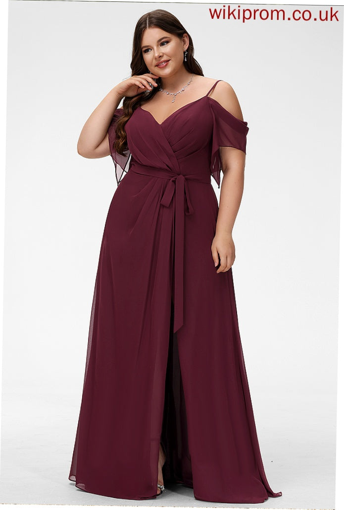 V-neck Neckline Length Silhouette Sash A-Line Ruffle Fabric Embellishment SplitFront Floor-Length Lucinda Bridesmaid Dresses