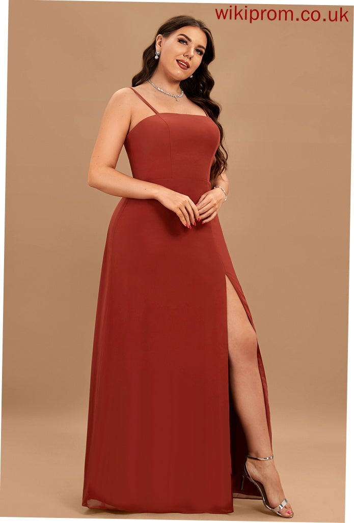 Chiffon Stephany Sheath/Column Floor-Length Square Prom Dresses