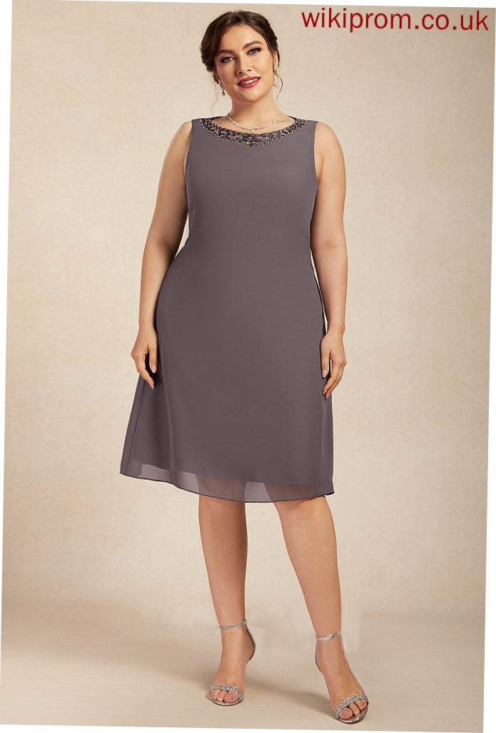 Cocktail Dresses Beading Mareli Neck Chiffon Knee-Length Dress Scoop A-Line With Cocktail