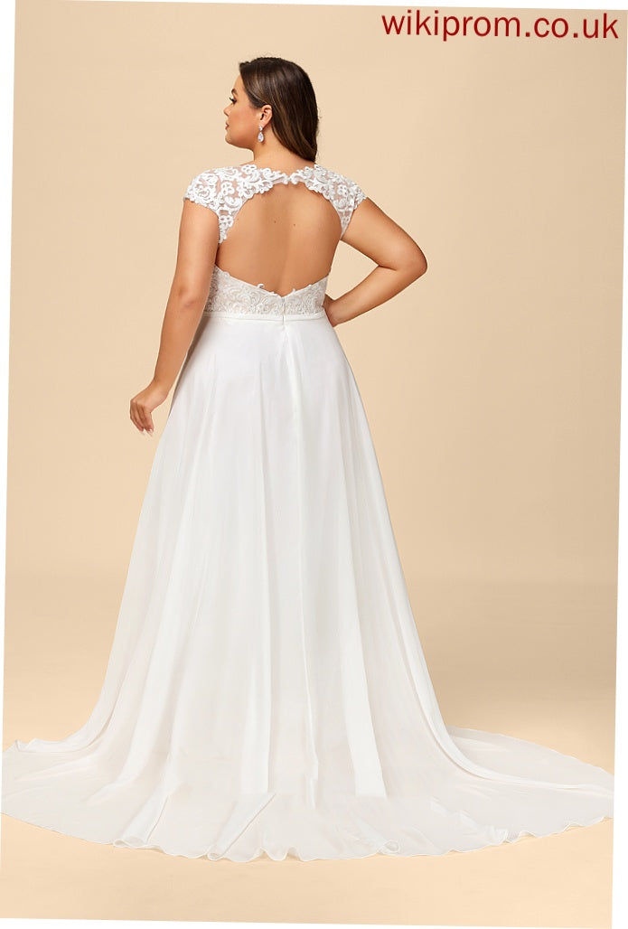 Split With Kassidy Lace Dress Chiffon A-Line Train Sweep V-neck Front Wedding Dresses Wedding