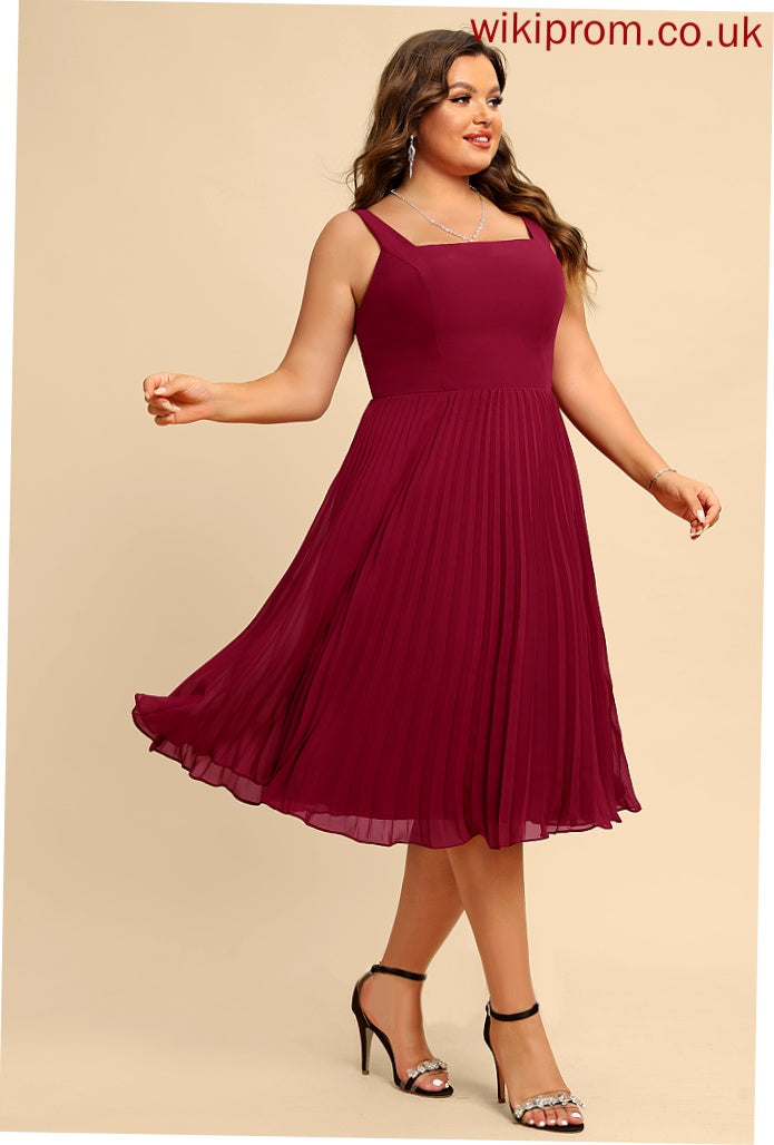 Chiffon Homecoming Pleated Knee-Length Dress Square A-Line With Homecoming Dresses Scarlet Neckline