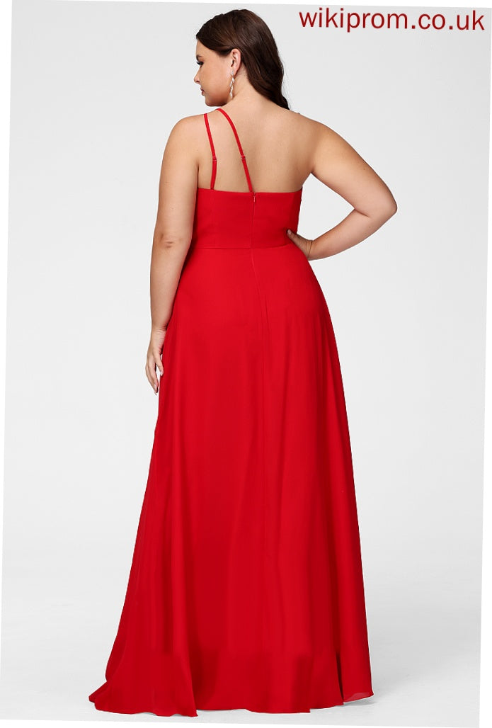 Embellishment Length Floor-Length Fabric A-Line SplitFront Ruffle Neckline One-Shoulder Silhouette Aria Sleeveless Bridesmaid Dresses