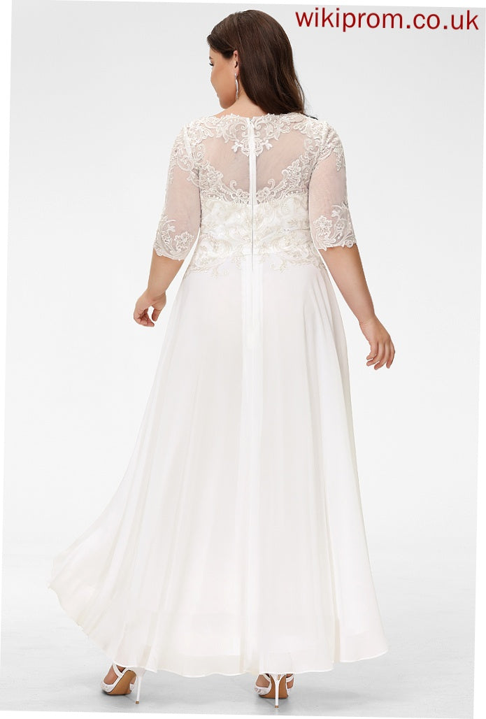 Dress With Wedding Dresses A-Line Anaya Scoop Wedding Lace Asymmetrical Beading Chiffon Sequins