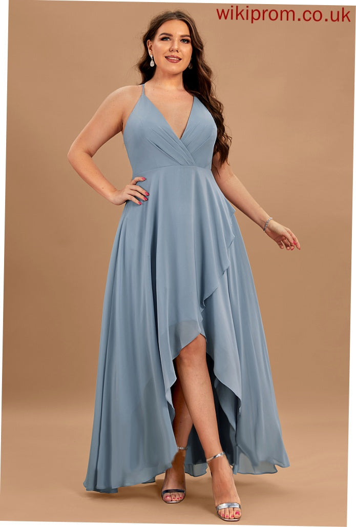 Cocktail Asymmetrical Luna V-neck Cocktail Dresses Chiffon A-Line Dress