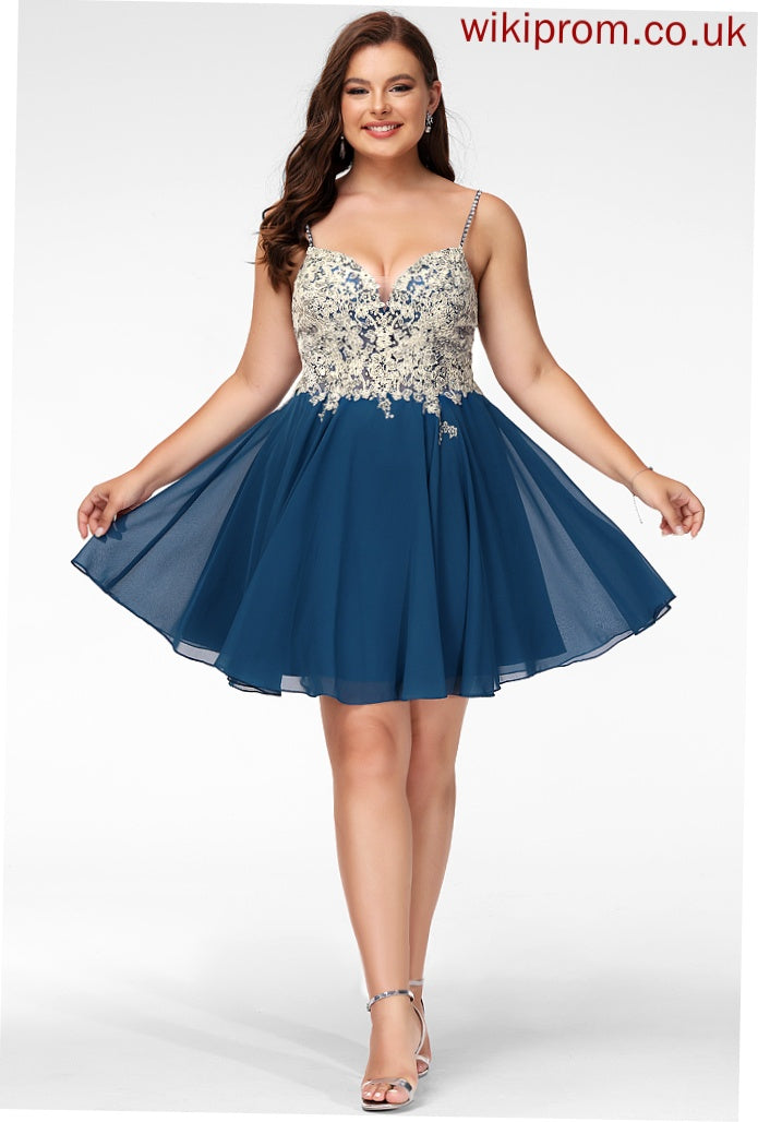 Lace Beading Prom Dresses A-Line With Chiffon Short/Mini V-neck Lexie