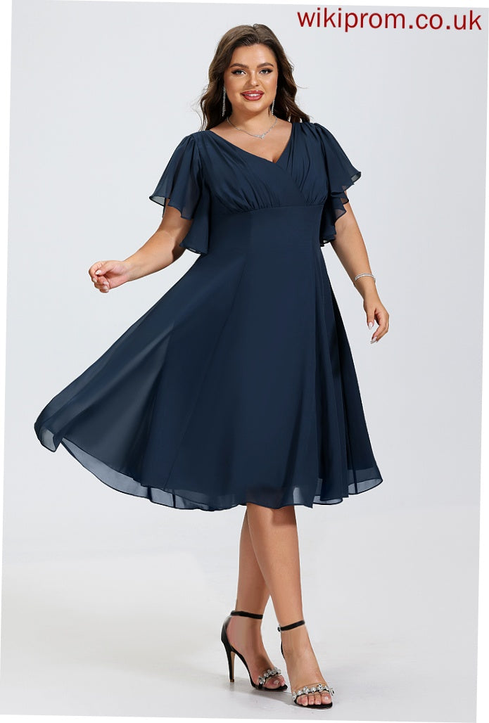 Chiffon A-Line Knee-Length Dress Cocktail Dresses Cocktail Angie V-neck