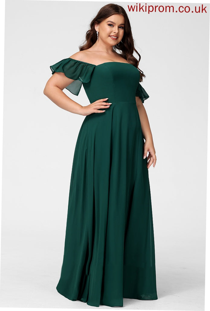 Off-the-Shoulder Silhouette Length Neckline Floor-Length A-Line Embellishment SplitFront Fabric Cailyn Sleeveless Floor Length Bridesmaid Dresses