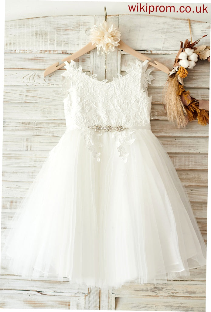 Knee-length Kasey A-Line Flower Girl Dresses Girl Straps - Flower Dress Tulle/Lace Sleeveless