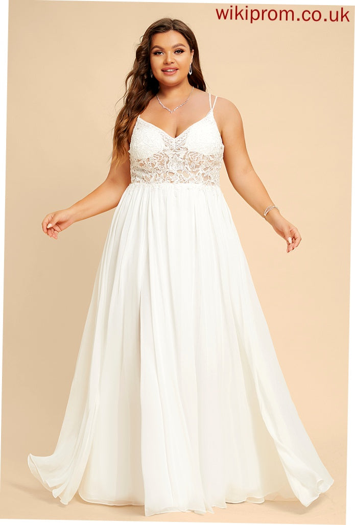 V-neck Dress Floor-Length A-Line Chiffon With Beading Wedding Dresses Wedding Lace Sierra