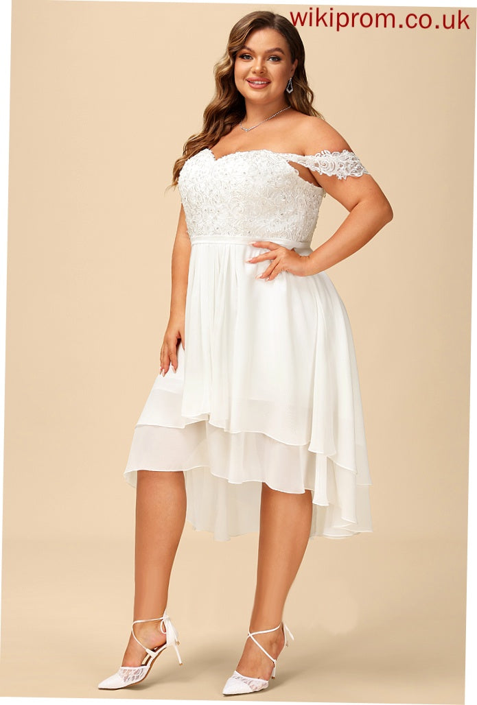 Asymmetrical Chiffon Dress Lace Wedding Dresses Wedding Off-the-Shoulder Sequins With Kaya A-Line Beading