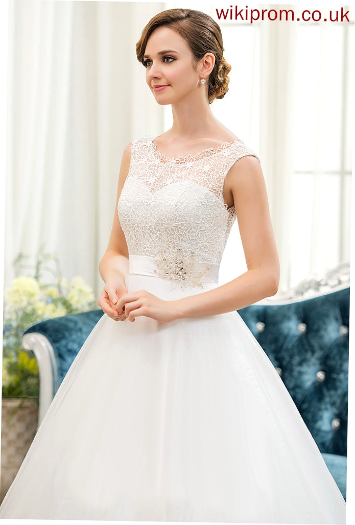 Ball-Gown/Princess Dress Sweep Organza Beading Wedding Lace Jaiden Satin With Wedding Dresses Train Sequins