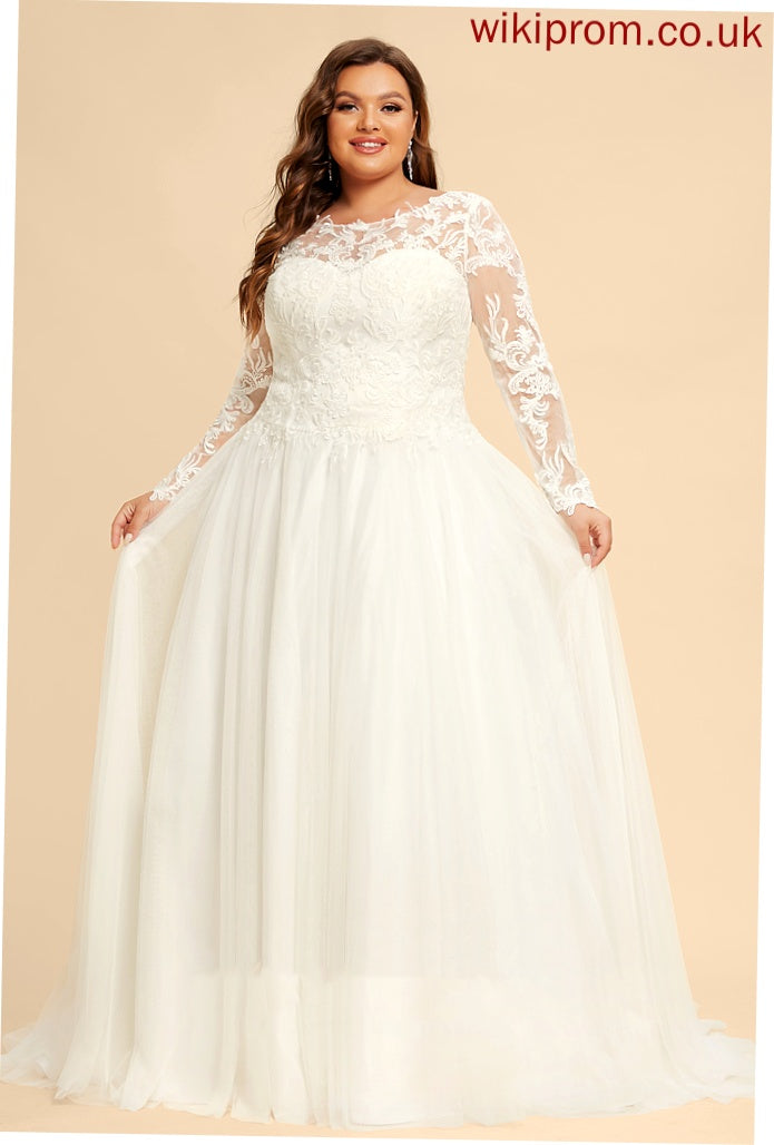 Lace Train Wedding Dresses Sweep Wedding Ball-Gown/Princess Helen Dress Tulle