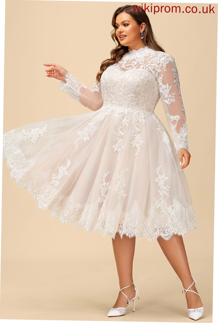 Knee-Length Thea Lace Illusion A-Line Wedding Dresses Tulle Wedding Dress