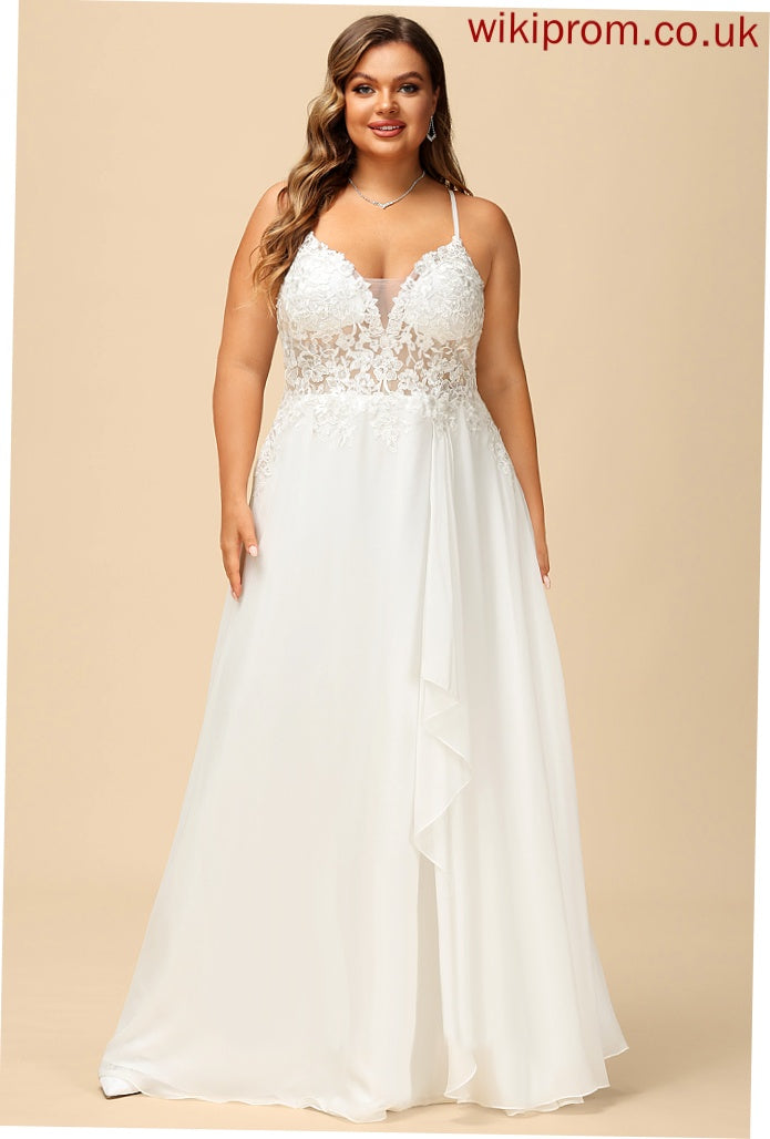 Lace A-Line V-neck Raegan Chiffon Wedding Dresses With Floor-Length Sequins Dress Wedding