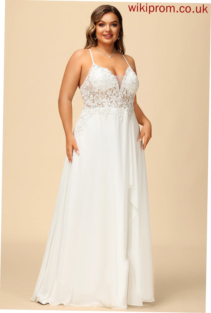 Lace A-Line V-neck Raegan Chiffon Wedding Dresses With Floor-Length Sequins Dress Wedding