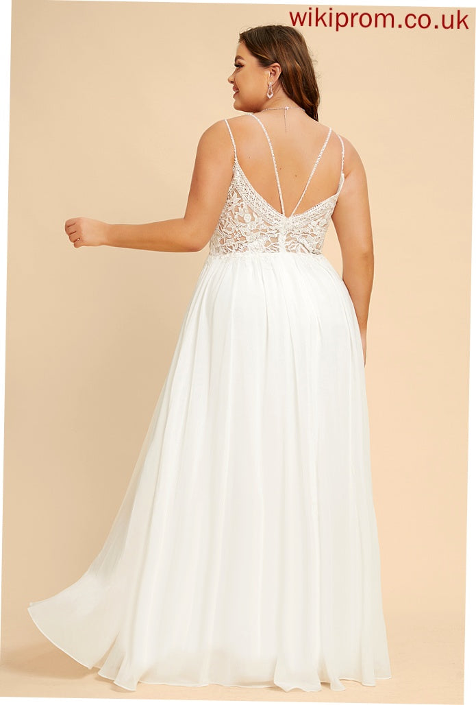 V-neck Dress Floor-Length A-Line Chiffon With Beading Wedding Dresses Wedding Lace Sierra