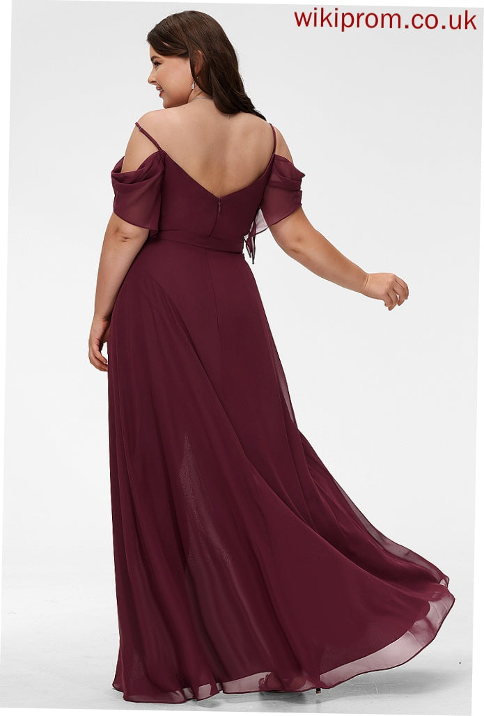 A-Line Floor-Length V-neck Chiffon Ruffle Mollie With Prom Dresses