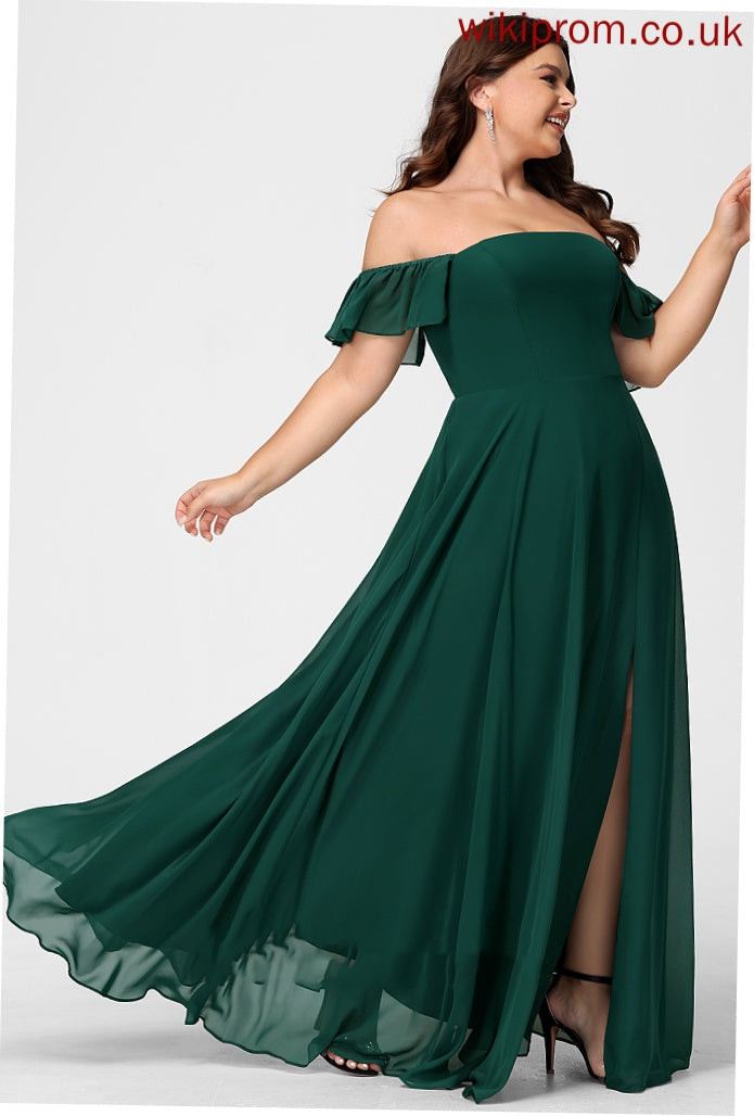 Off-the-Shoulder Silhouette Length Neckline Floor-Length A-Line Embellishment SplitFront Fabric Cailyn Sleeveless Floor Length Bridesmaid Dresses