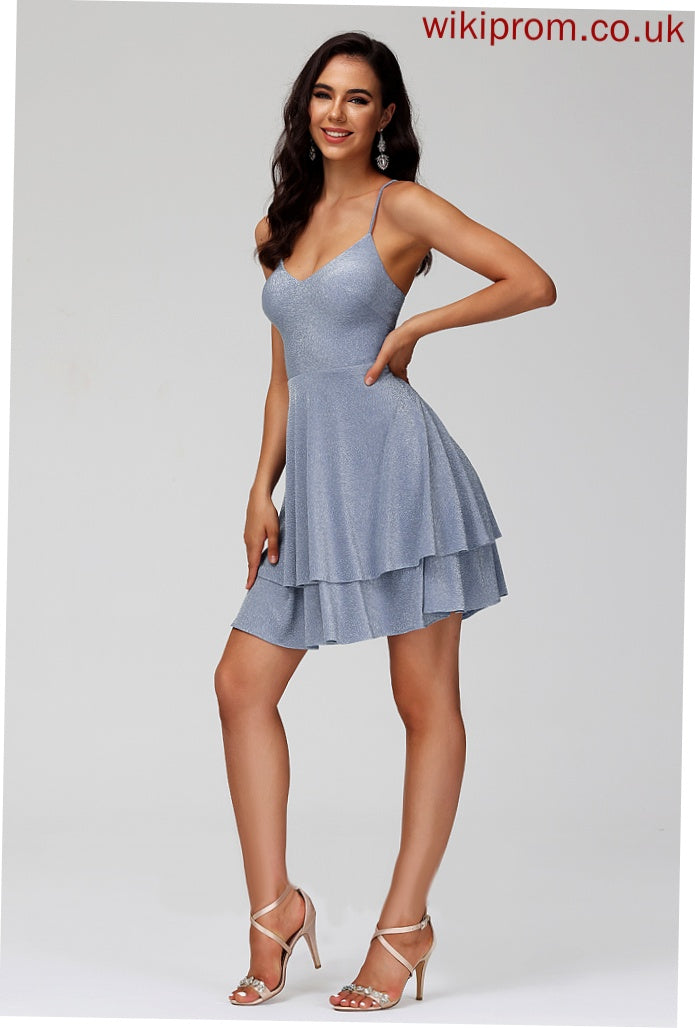 Sequins V-neck Homecoming Dress A-Line Salma With Short/Mini Homecoming Dresses Jersey