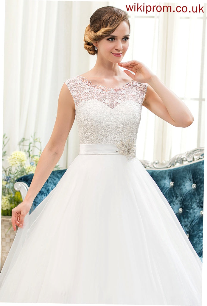 Ball-Gown/Princess Dress Sweep Organza Beading Wedding Lace Jaiden Satin With Wedding Dresses Train Sequins