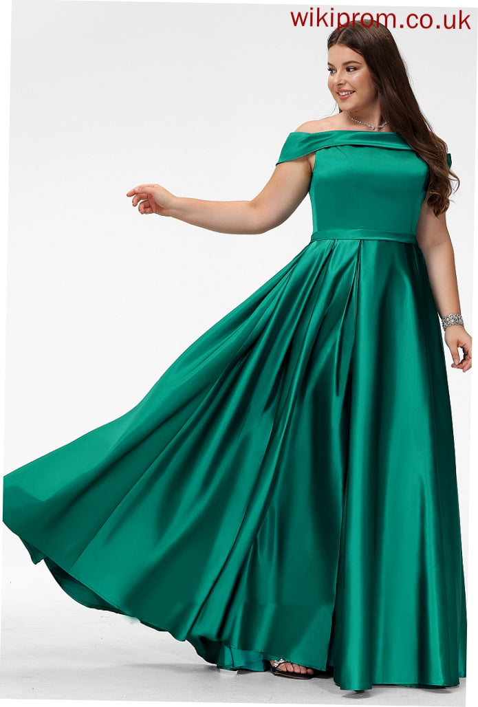 Neckline Fabric Straps&Sleeves Sleeveless Floor-Length Off-the-Shoulder Satin Length BackStyle Kaydence Bridesmaid Dresses