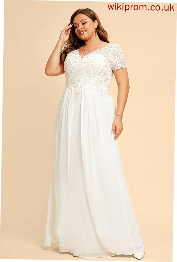 Dress Floor-Length V-neck Lyla A-Line With Lace Wedding Chiffon Wedding Dresses