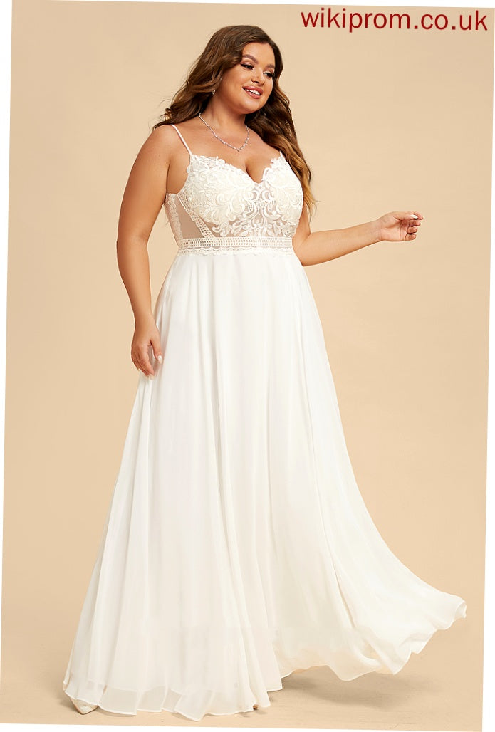 Wedding Dresses Sandra V-neck Dress Lace Floor-Length Wedding Chiffon With Split Front A-Line