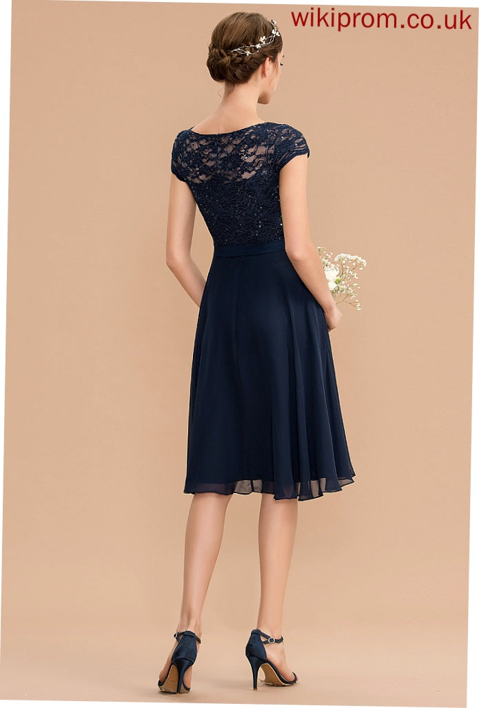 Bow(s) With A-Line Homecoming Chiffon Scoop Neck Homecoming Dresses Yadira Dress Knee-Length Lace