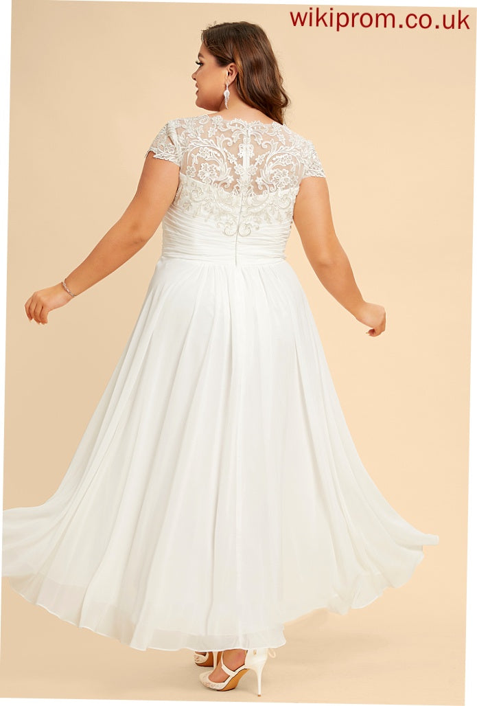 Lace Scoop Dress Neck Chiffon A-Line Alina Asymmetrical Wedding Wedding Dresses