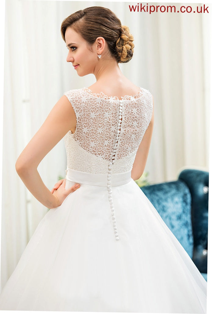 Ball-Gown/Princess Dress Sweep Organza Beading Wedding Lace Jaiden Satin With Wedding Dresses Train Sequins