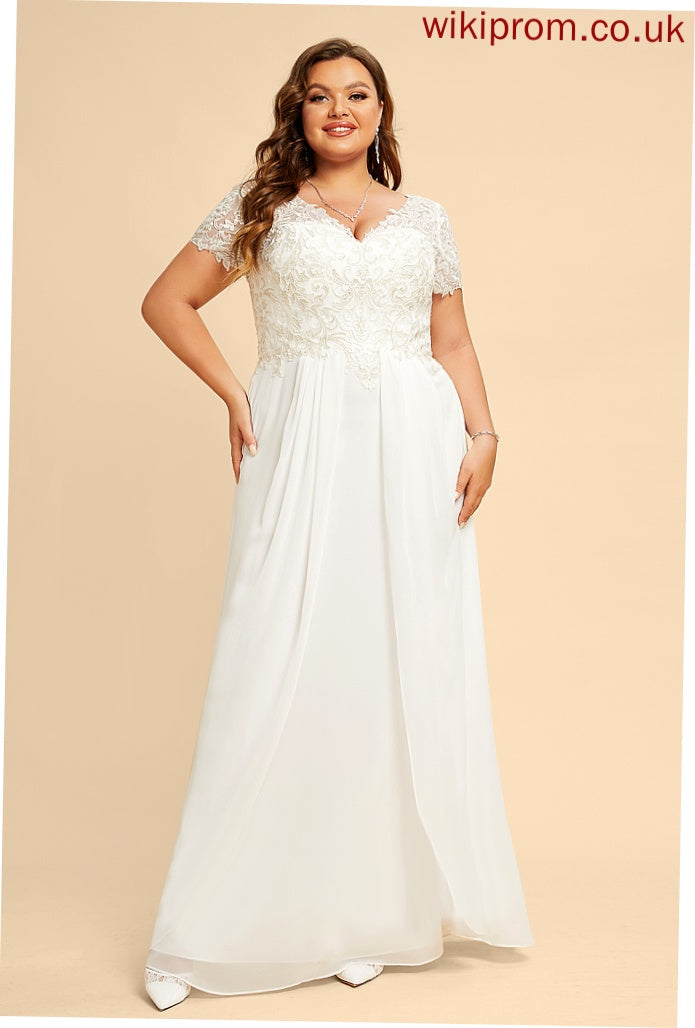 Chiffon Floor-Length V-neck Dress Wedding Dresses Wedding A-Line Nola