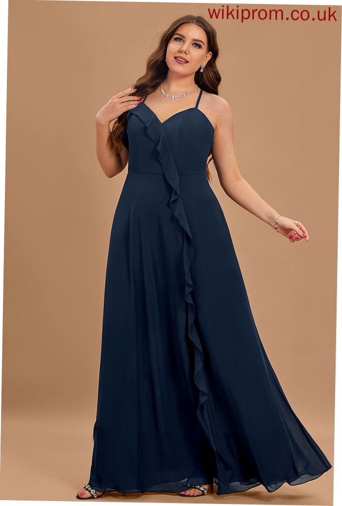 Length V-neck A-Line Silhouette Neckline Fabric SplitFront Floor-Length Embellishment Trudie Trumpet/Mermaid Sleeveless Bridesmaid Dresses