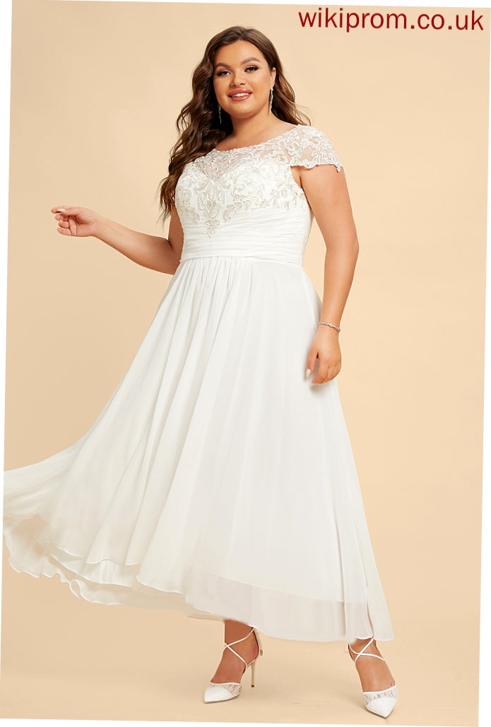 Lace Scoop Dress Neck Chiffon A-Line Alina Asymmetrical Wedding Wedding Dresses