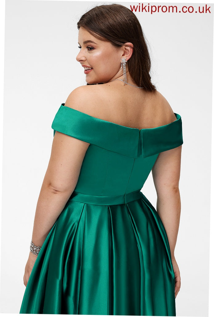 Neckline Fabric Straps&Sleeves Sleeveless Floor-Length Off-the-Shoulder Satin Length BackStyle Kaydence Bridesmaid Dresses