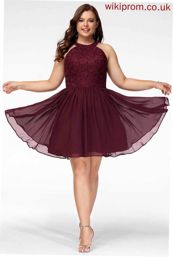 Scoop Short/Mini Lace Chiffon Skylar A-Line Prom Dresses