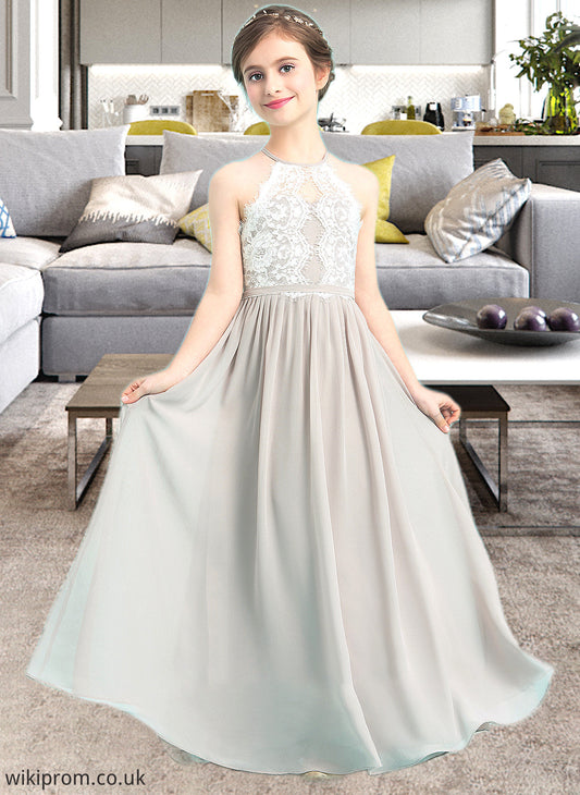 Elliana A-Line Scoop Neck Floor-Length Chiffon Junior Bridesmaid Dress SWKP0013463