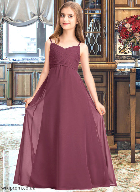 Margery A-Line Sweetheart Floor-Length Chiffon Junior Bridesmaid Dress With Ruffle SWKP0013470