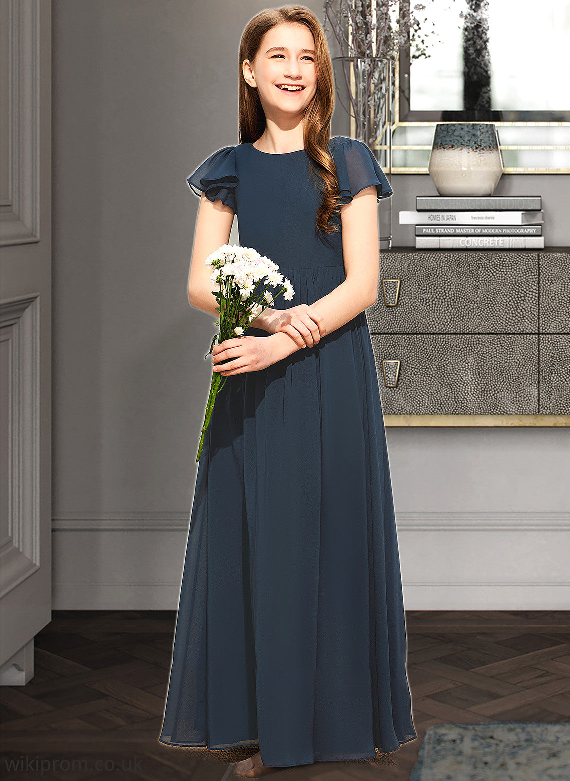 Patti A-LineScoopNeckFloor-LengthChiffonJuniorBridesmaidDress#253684 SWKP0013478