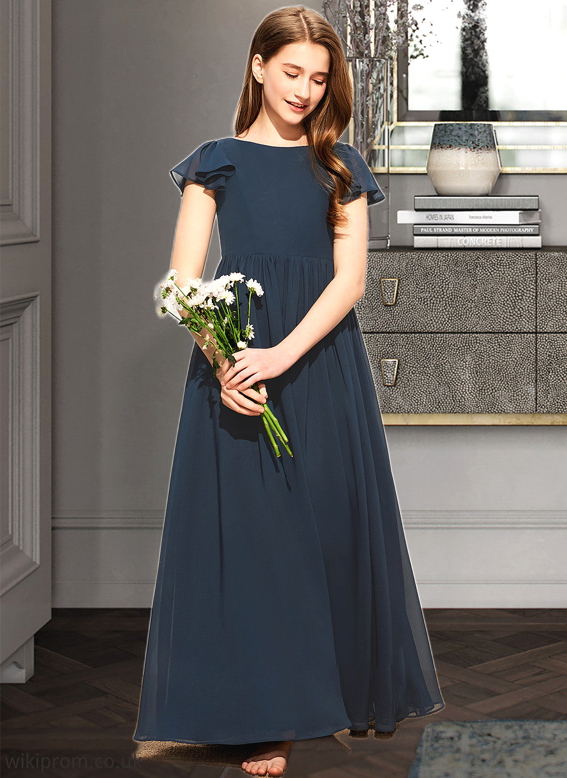 Patti A-LineScoopNeckFloor-LengthChiffonJuniorBridesmaidDress#253684 SWKP0013478