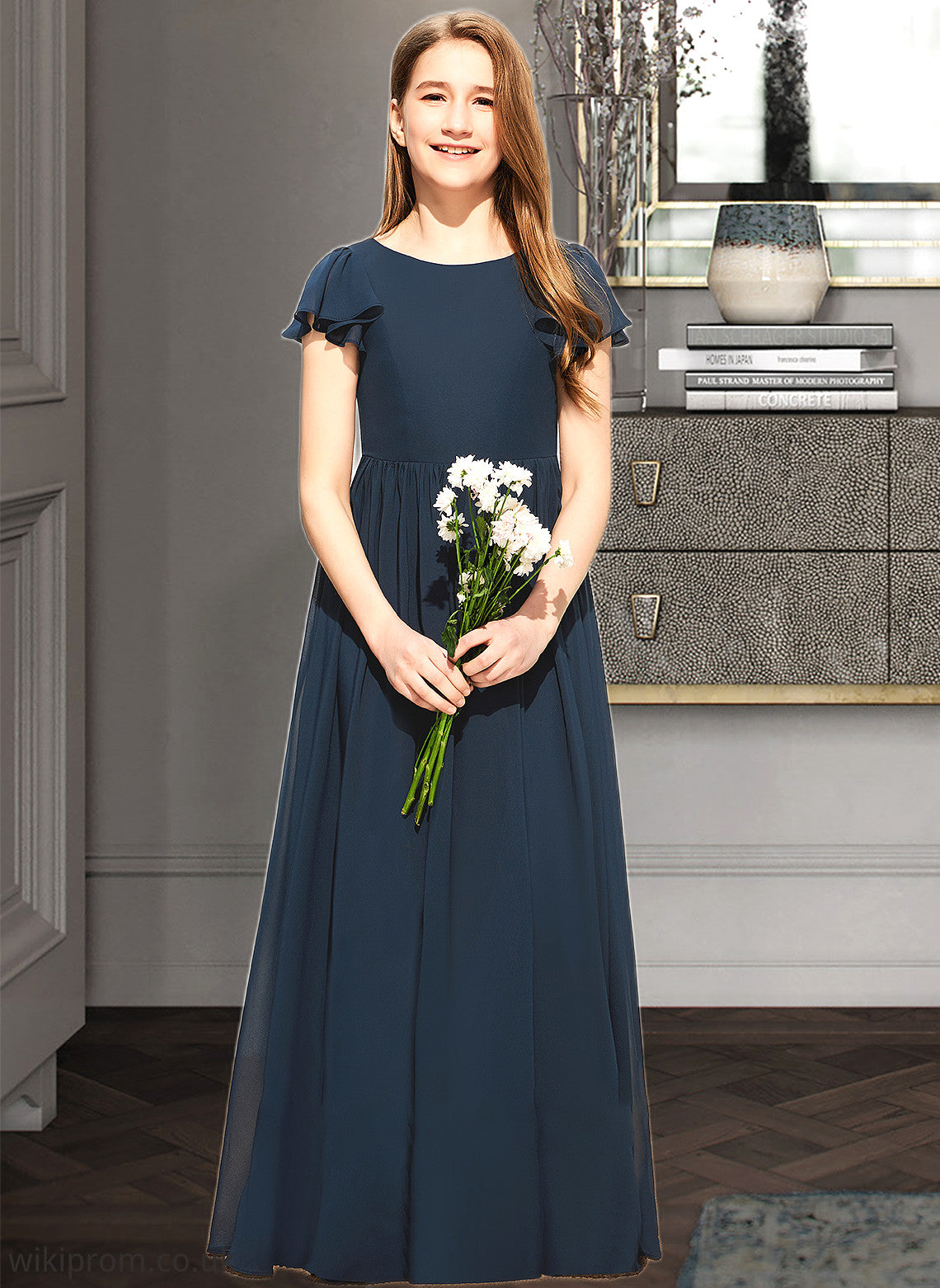 Patti A-LineScoopNeckFloor-LengthChiffonJuniorBridesmaidDress#253684 SWKP0013478