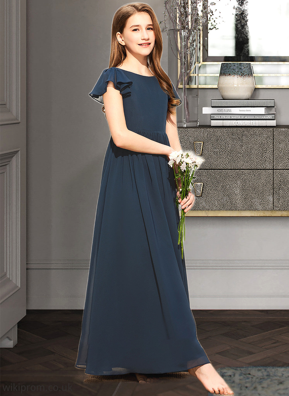 Patti A-LineScoopNeckFloor-LengthChiffonJuniorBridesmaidDress#253684 SWKP0013478