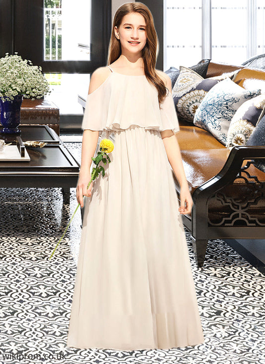 Lea A-Line Scoop Neck Floor-Length Chiffon Junior Bridesmaid Dress SWKP0013503