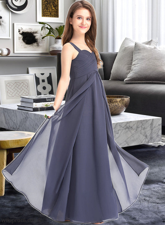 Ali A-Line Sweetheart Floor-Length Chiffon Junior Bridesmaid Dress With Ruffle SWKP0013504