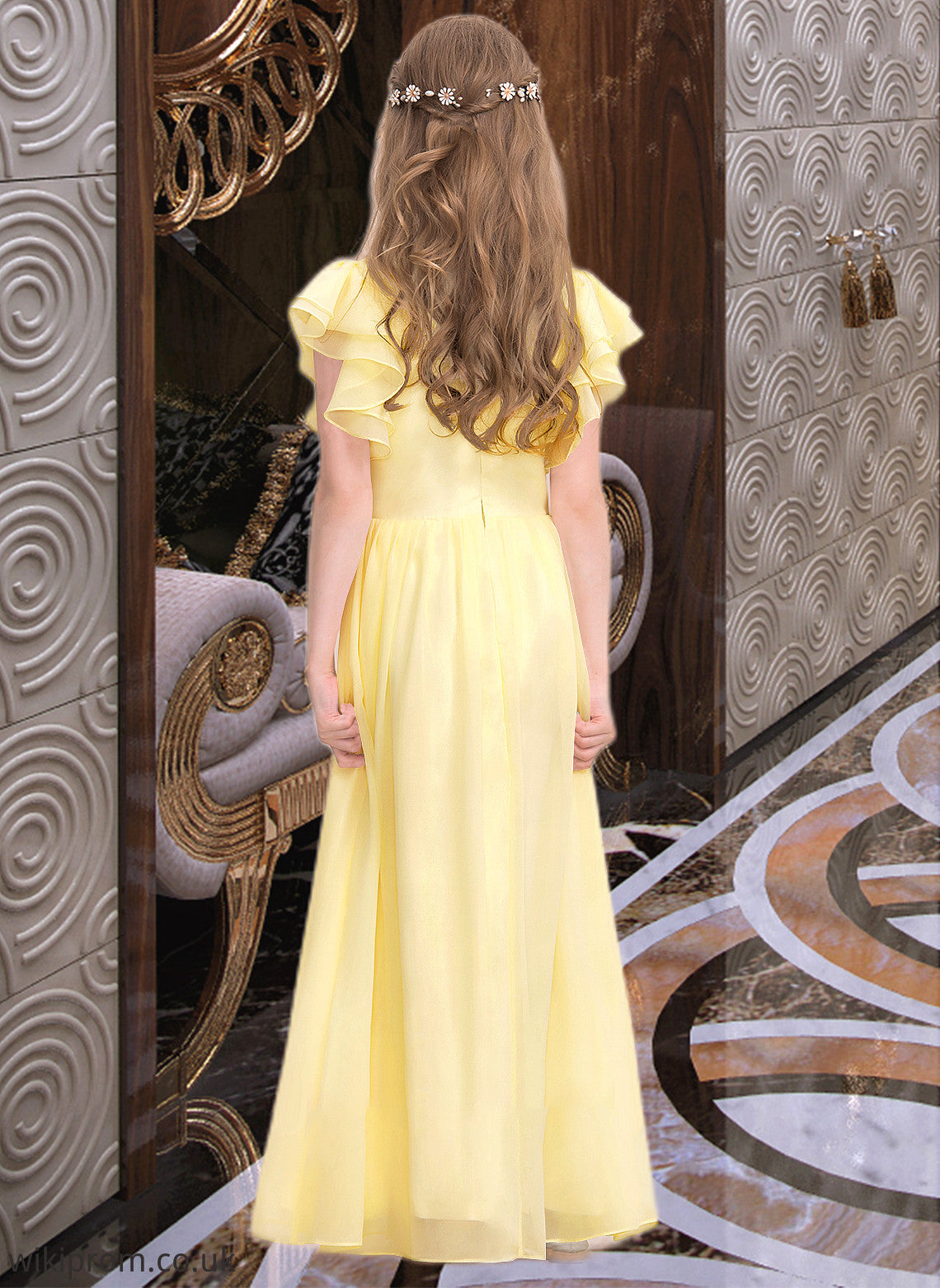 Jayla A-LineScoopNeckFloor-LengthChiffonJuniorBridesmaidDressWithRuffleCascadingRuffles#123850 SWKP0013508