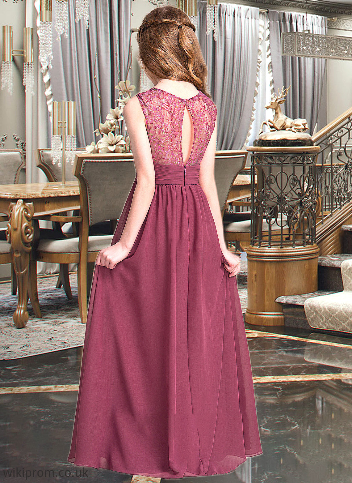 Danna A-Line Sweetheart Floor-Length Chiffon Junior Bridesmaid Dress With Ruffle SWKP0013568