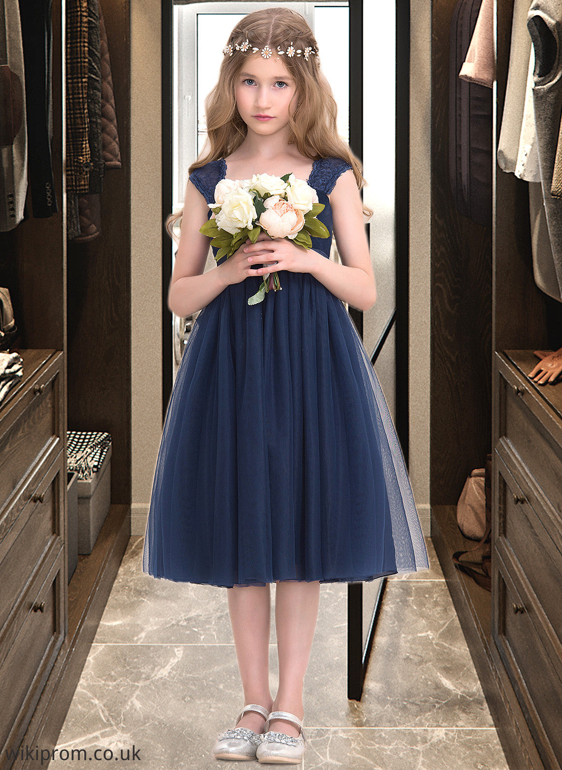 Karina Empire Sweetheart Knee-Length Tulle Junior Bridesmaid Dress With Ruffle SWKP0013590