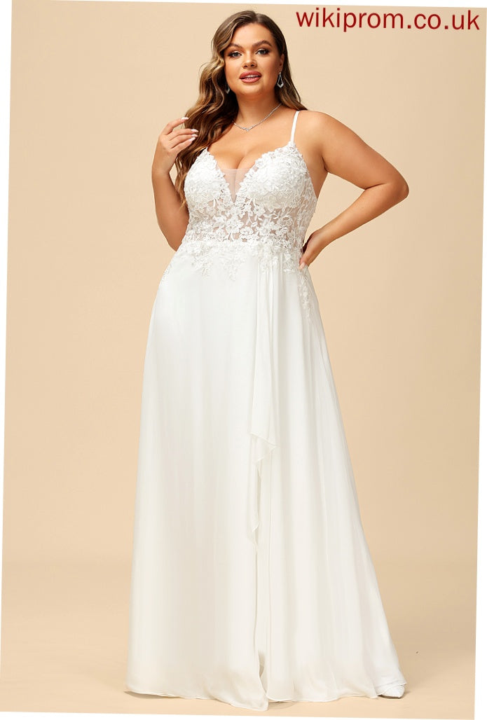 Lace A-Line V-neck Raegan Chiffon Wedding Dresses With Floor-Length Sequins Dress Wedding