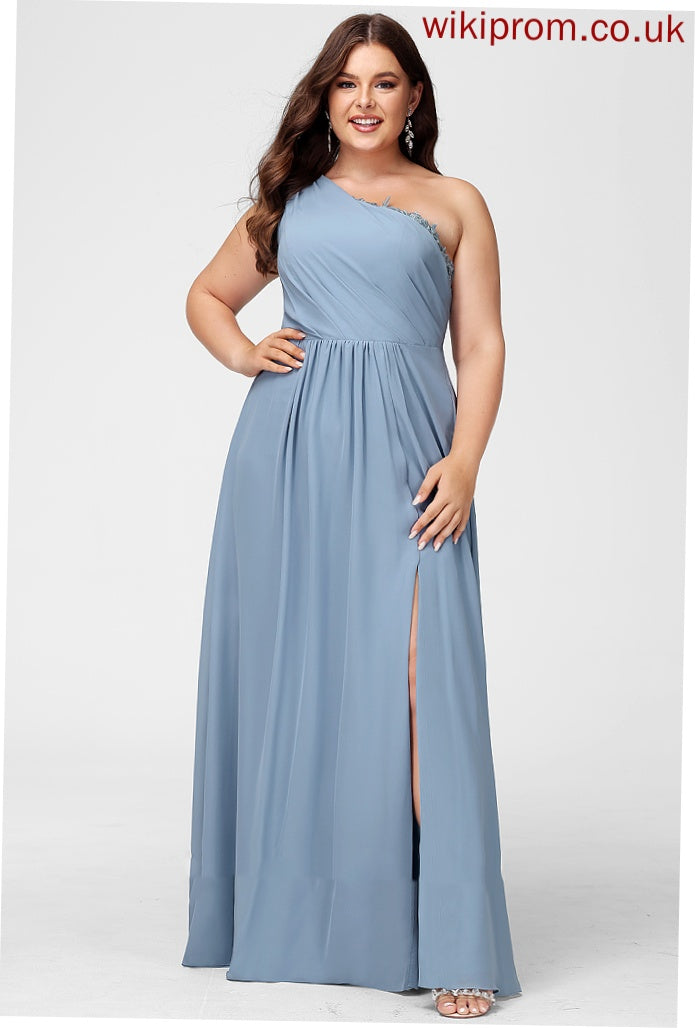 Neckline Floor-Length Silhouette A-Line Lace Length Fabric One-Shoulder Sequins Embellishment Cheyenne Bridesmaid Dresses